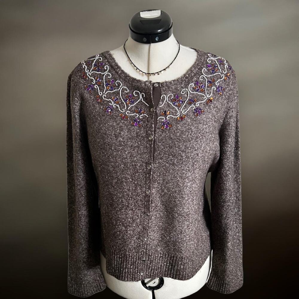 VINTAGE SIGRID OLSEN EMBELLISHED CARDIGAN